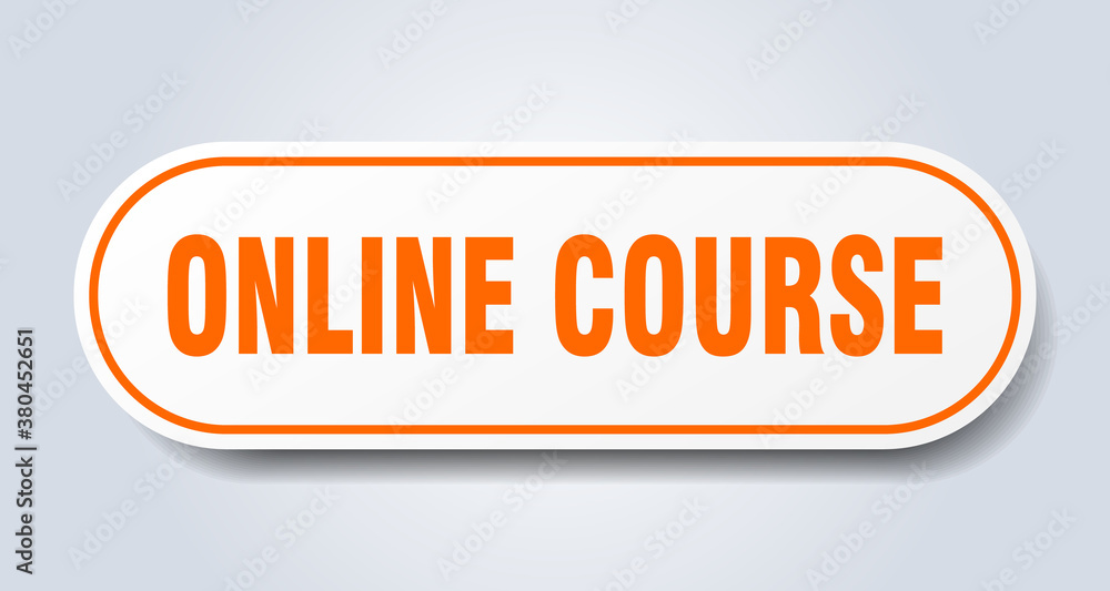 online course sign. rounded isolated button. white sticker online course sign. rounded isolated button. white sticker