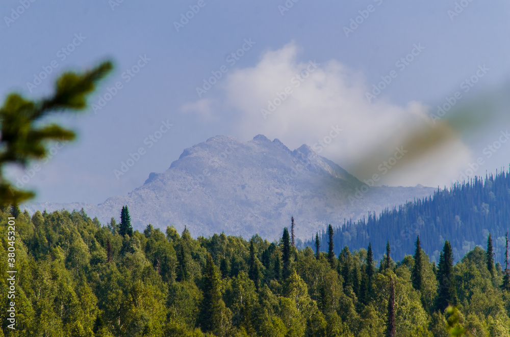 View from high mountain. clouds in the sky