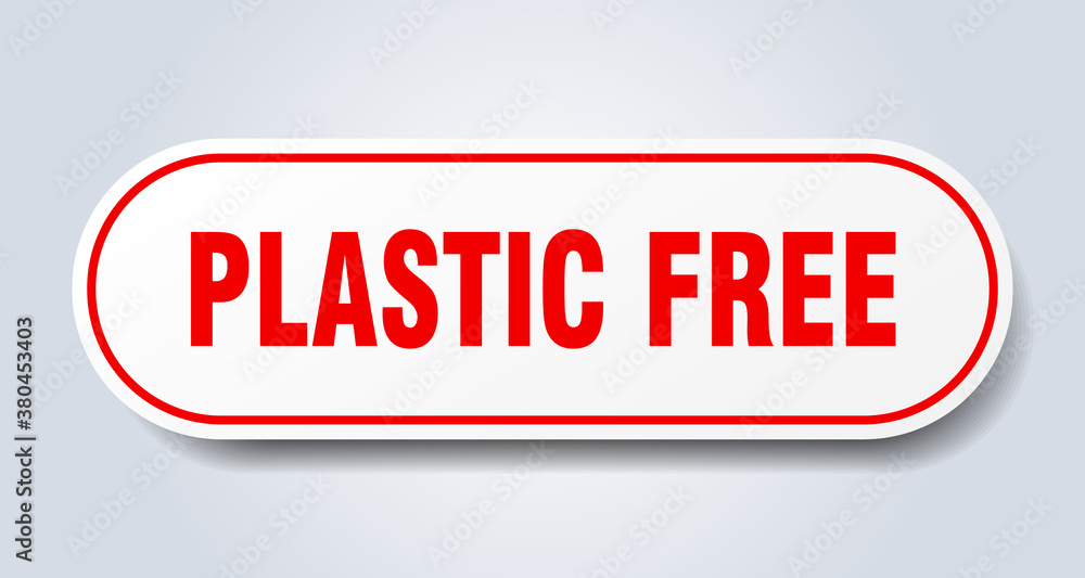 plastic free sign. rounded isolated button. white sticker plastic free sign. rounded isolated button. white sticker