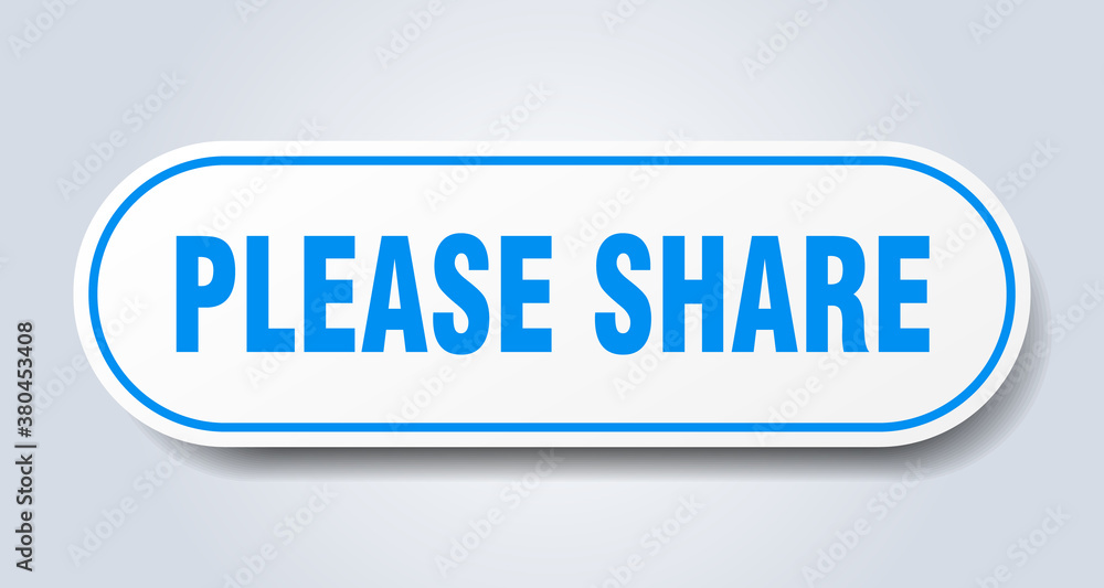 please share sign. rounded isolated button. white sticker