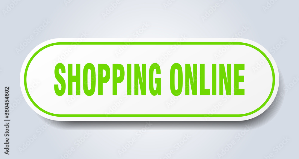 shopping online sign. rounded isolated button. white sticker shopping online sign. rounded isolated button. white sticker