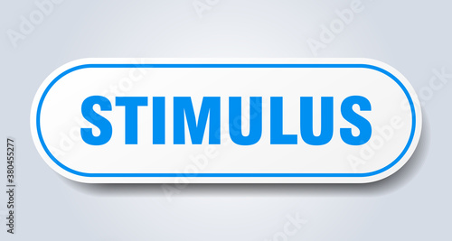 stimulus sign. rounded isolated button. white sticker