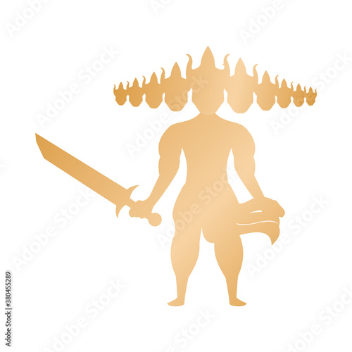 golden ravana with ten heads hindu warrior photo
