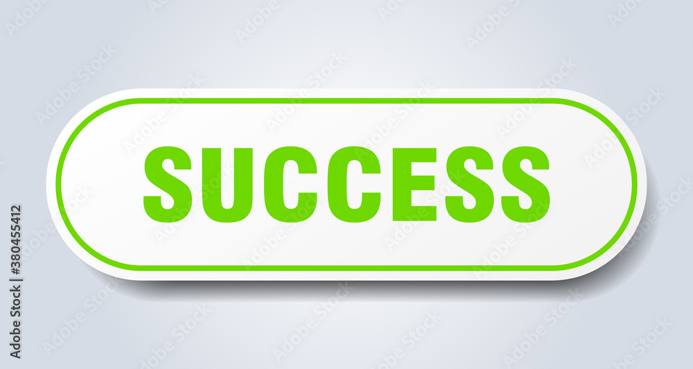 success sign. rounded isolated button. white sticker success sign. rounded isolated button. white sticker
