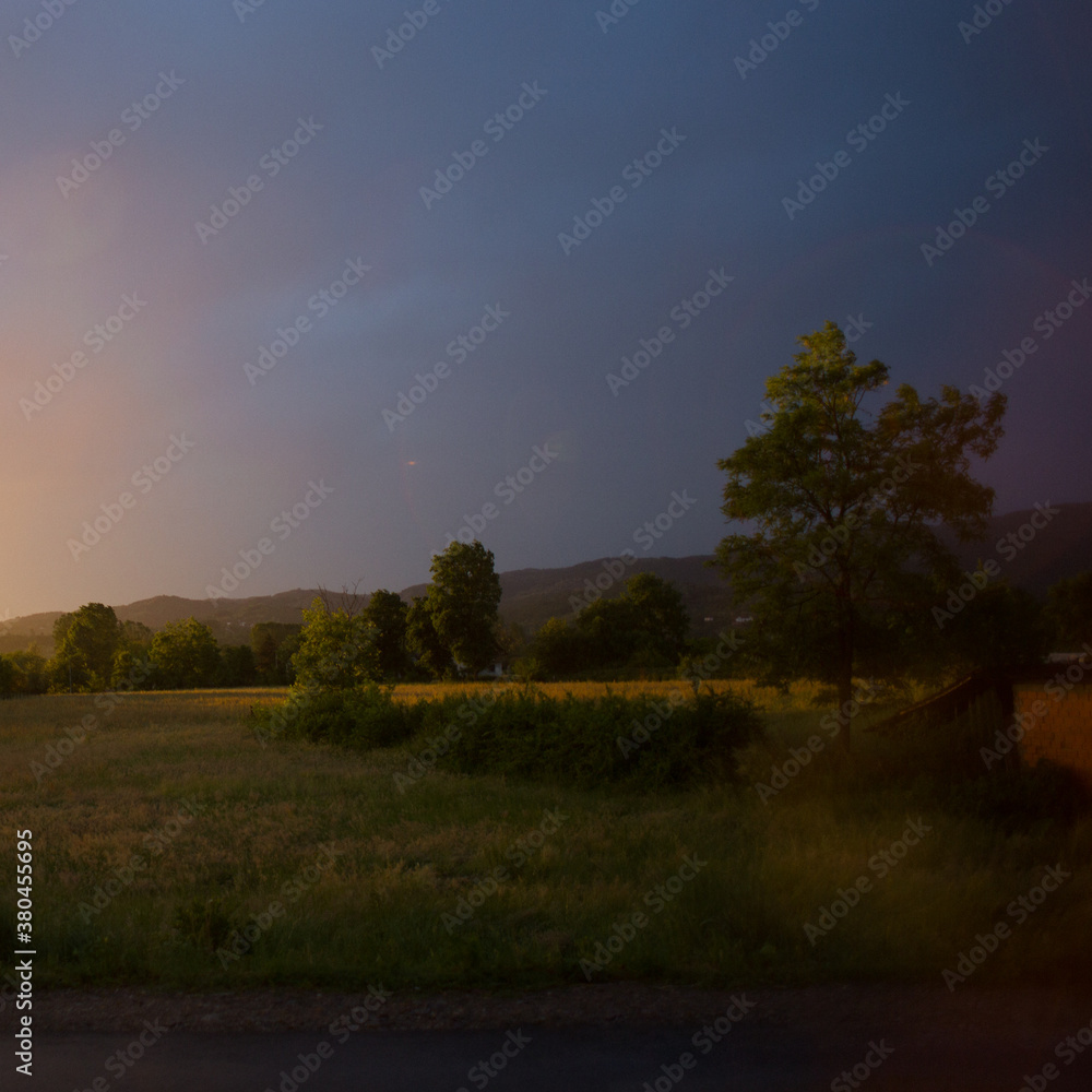 Beautiful landscape of the village from the road Beautiful landscape of the village from the road