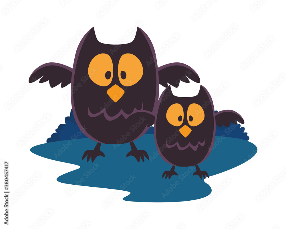 halloween owls birds isolated icons halloween owls birds isolated icons