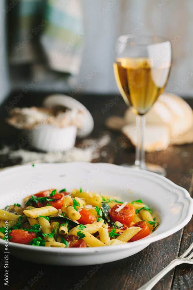 Italian pasta with fresh cherry tomatoes Italian pasta with fresh cherry tomatoes