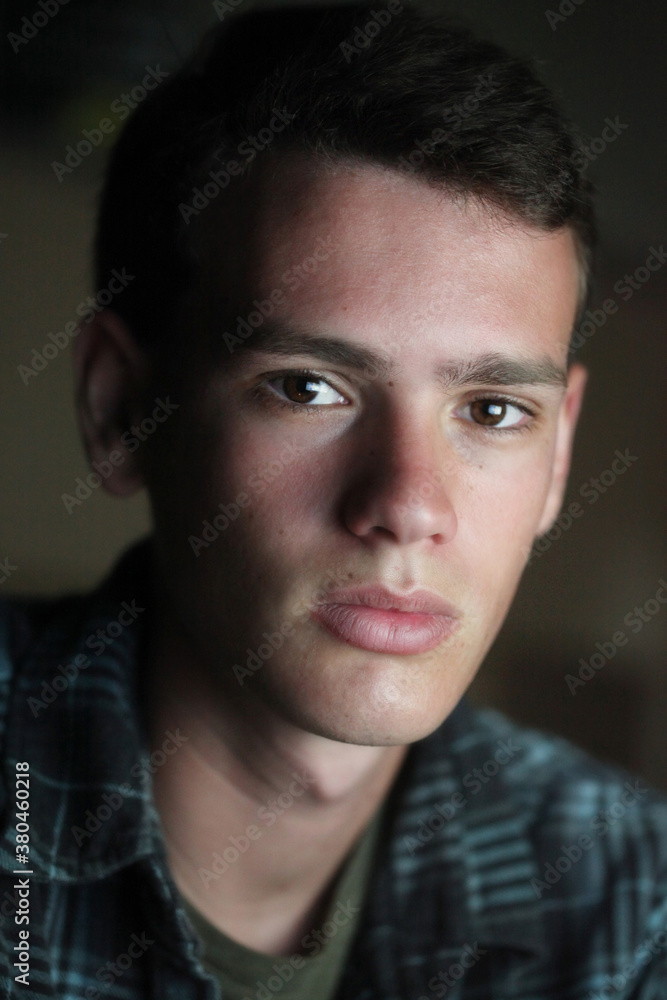 Portrait Of Italian Boy Wearing Plaid Portrait Of Italian Boy Wearing Plaid