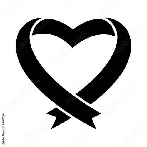 heart ribbon icon, silhouette style