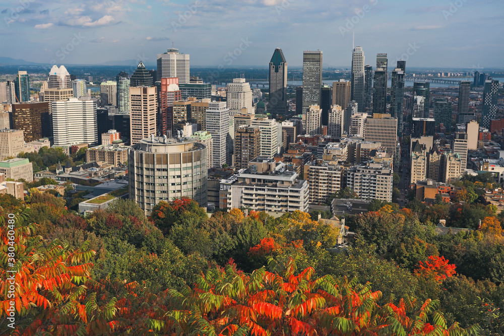 Fototapeta premium Montreal sunset with colourful leaves