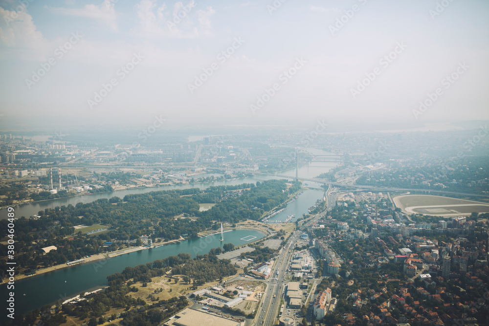Belgrade city from a plane