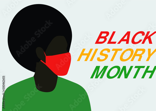 Black history month person with afro and face mask during coronavirus pandemic vector illustration