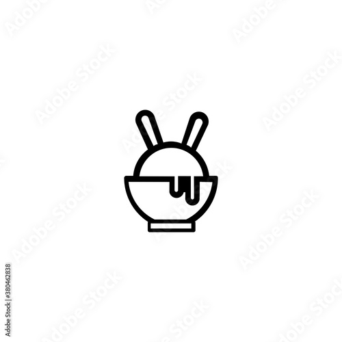 ice cream in a cup. Modern sweet vanilla desert sign. Trendy vector chocolate cram symbol for web site design, button to mobile app. Logo ice cream illustration.