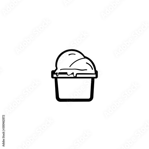 ice cream in a cup. Modern sweet vanilla desert sign. Trendy vector chocolate cram symbol for web site design, button to mobile app. Logo ice cream illustration.