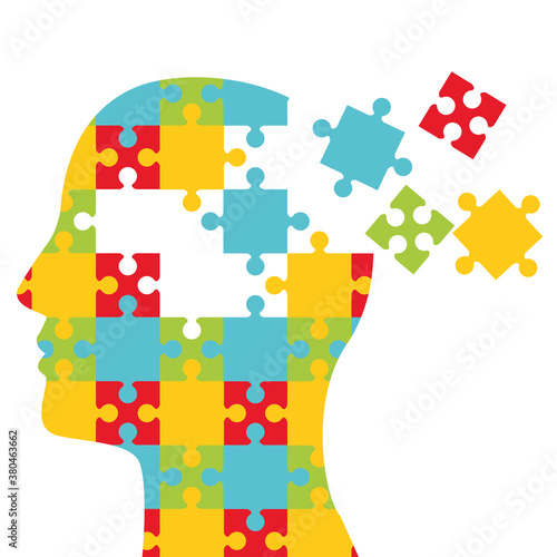 mental health day human profile with puzzle pieces