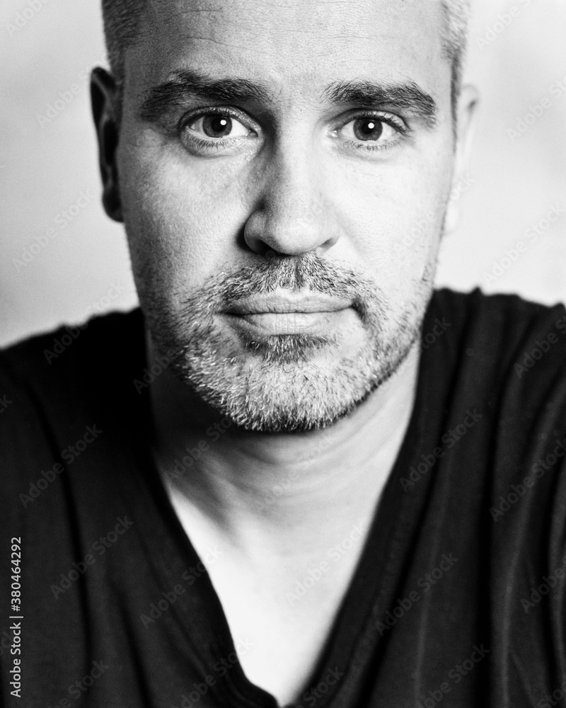 Close up Black and White Portrait of a man Close up Black and White Portrait of a man