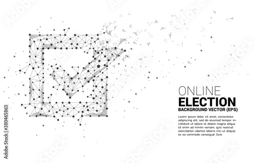 Check box icon from dot connect line polygon network. concept for election vote theme background.