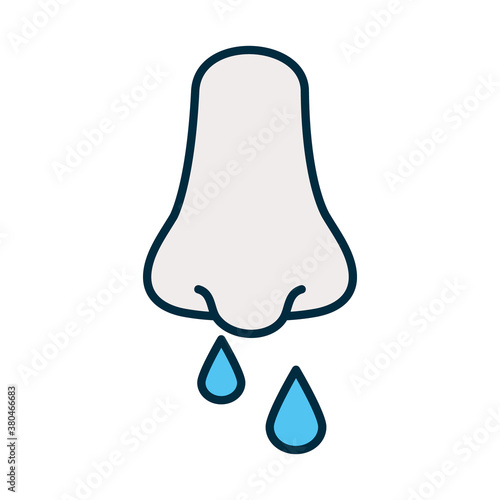 stuffy nose icon, line and fill style