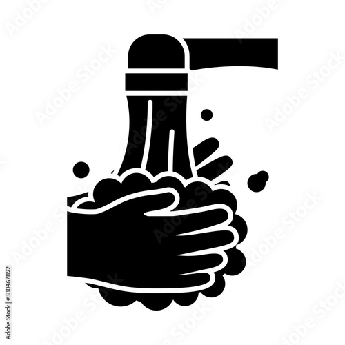 water faucet and handswashing icon, silhouette style