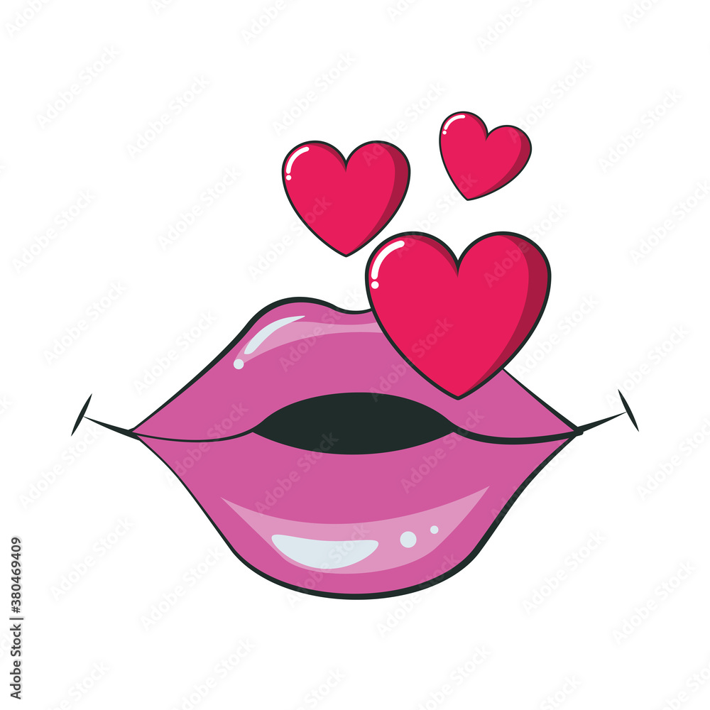 sexi female mouth with hearts pop art style sexi female mouth with hearts pop art style