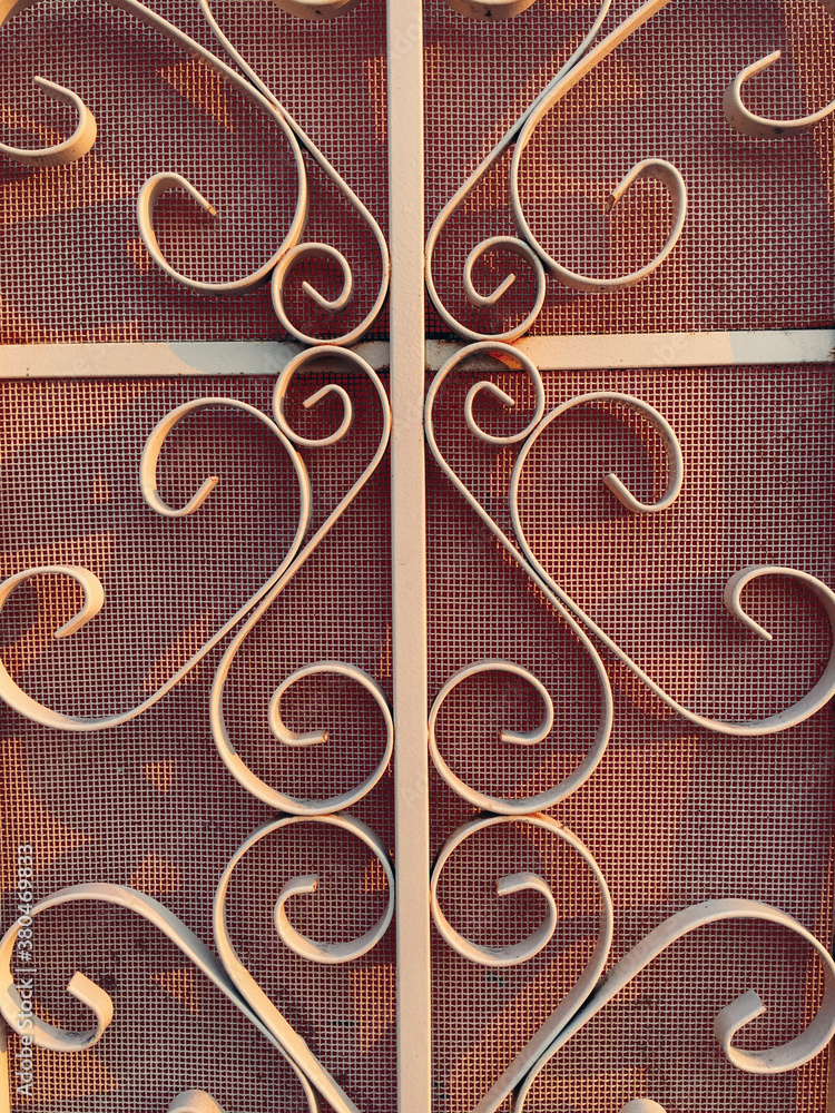 Detail of ornate metalwork on doorway, close up Detail of ornate metalwork on doorway, close up