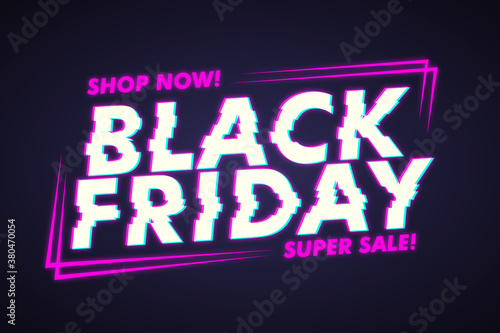 Black friday banner with shiny glitch text good for black friday event