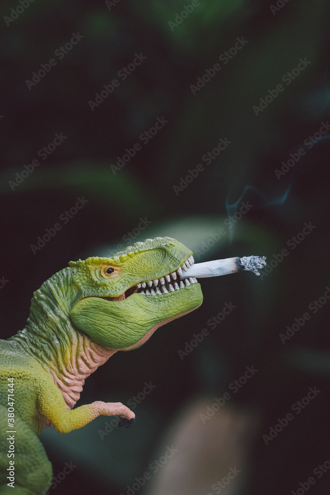 dinosaur smoking a cigarette Stock Photo Adobe Stock