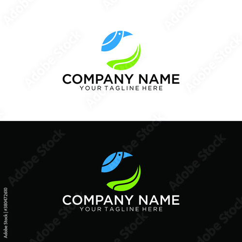 bird leaf logo vector icon template download line art outline