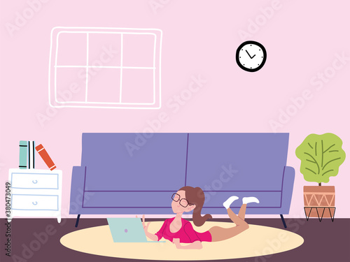 woman working remotely from her home