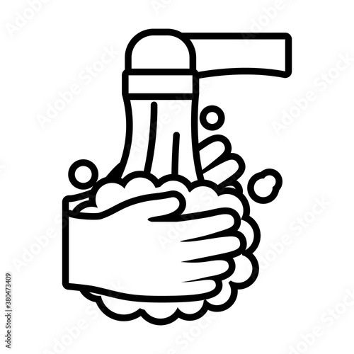 water faucet and handswashing icon, line style