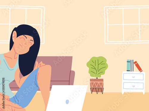 woman working remotely from her home