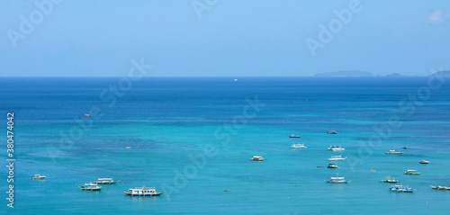Small fishing boats in a tropical bay. Philippines