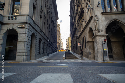 Leandro Alem Avenue in the city of Buenos Aires  perspective from below a steep street