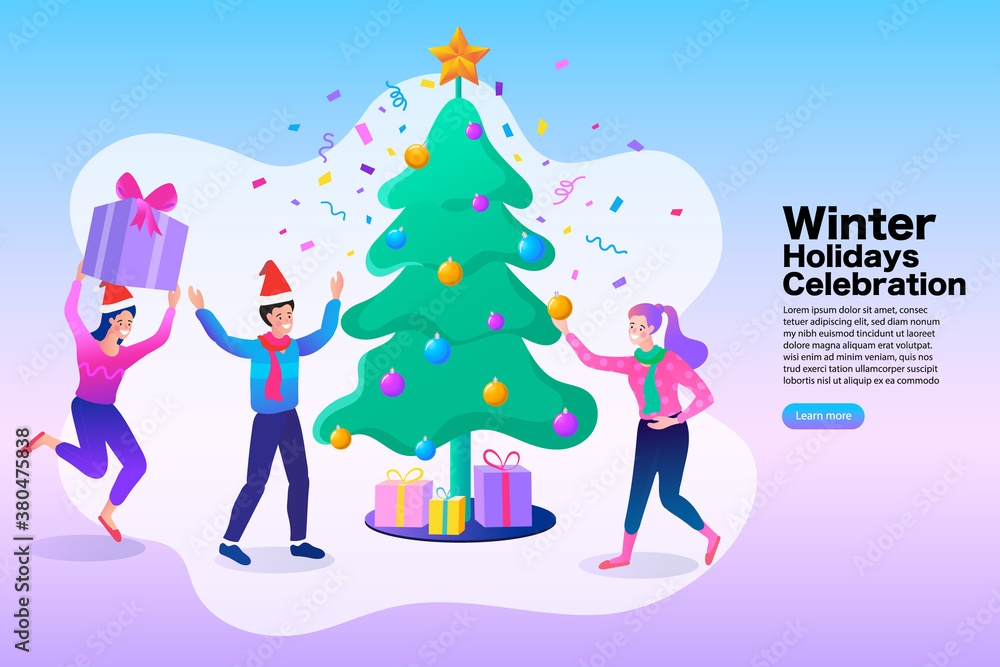 Fototapeta premium christmas tree with snowman