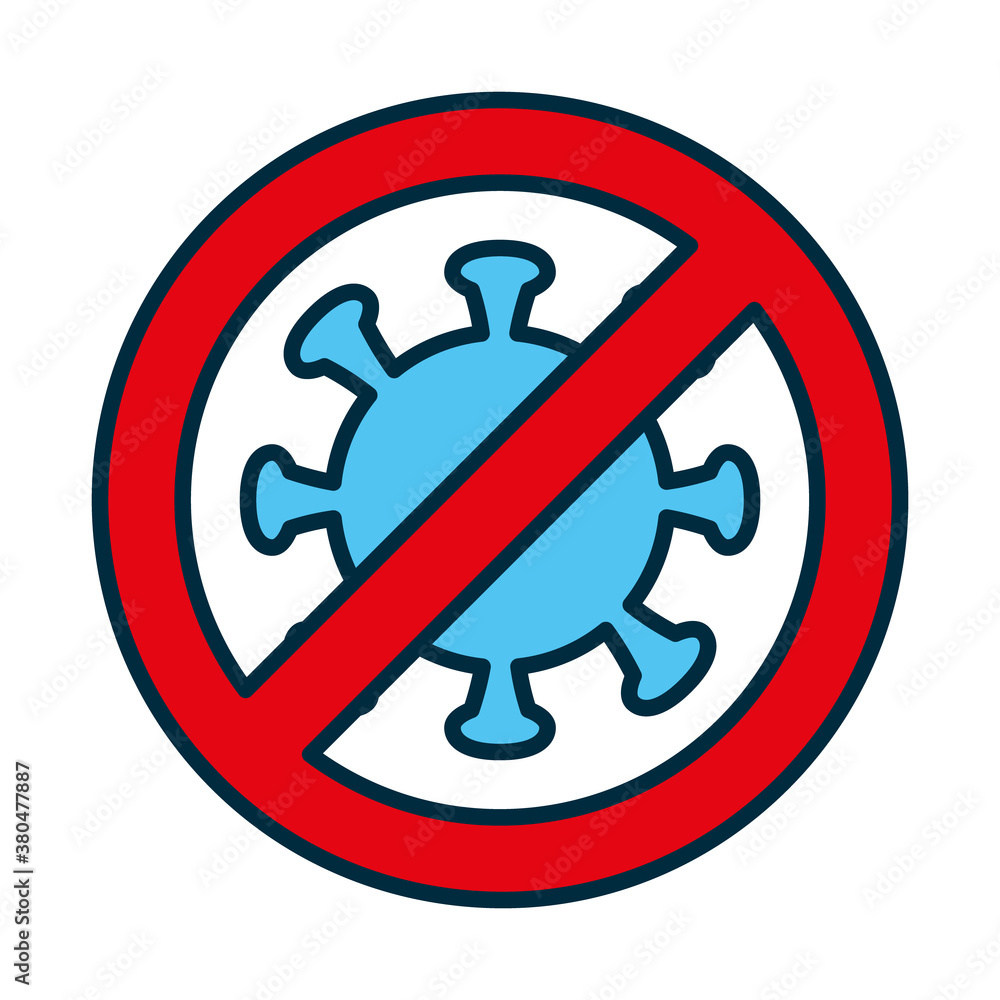 coronavirus forbidden sign icon, line and fill style coronavirus forbidden sign icon, line and fill style