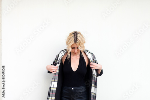 Beautiful woman wearing a jacket photo