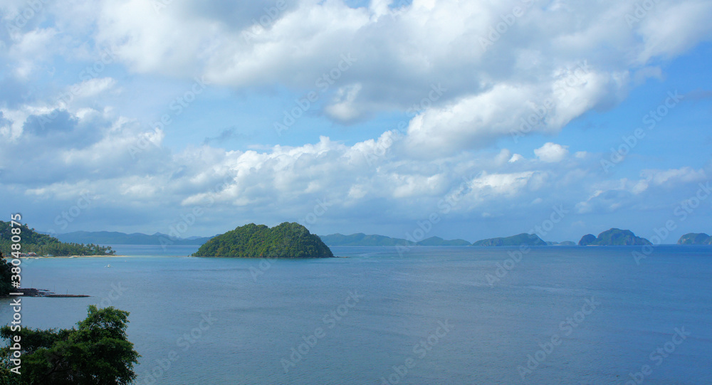 Tropical seascape with islands. Philippines.