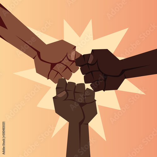 three black fists vector design