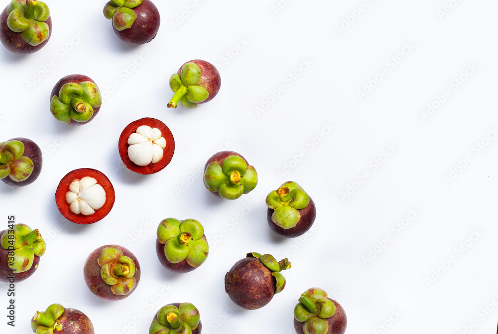 Mangosteen on white background. Mangosteen on white background.