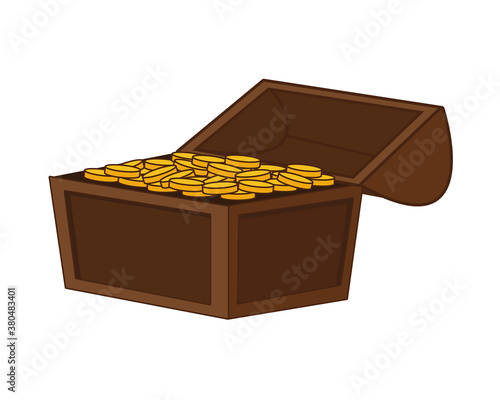 treasure chest with coins golden icon