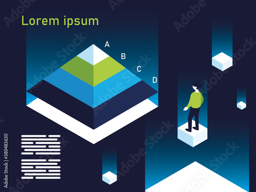 pyramid chart infographic with man vector design