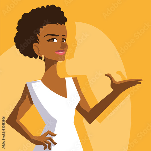 Black business month with afro woman cartoon vector design