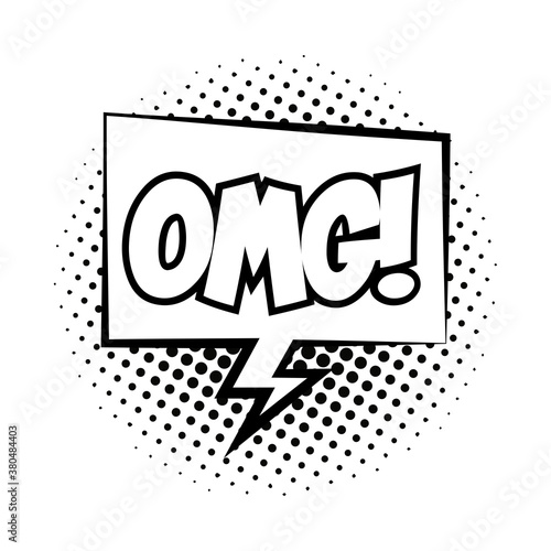 speech bubble with omg word pop art line style