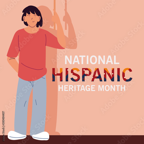 national hispanic heritage month with latin man cartoon vector design