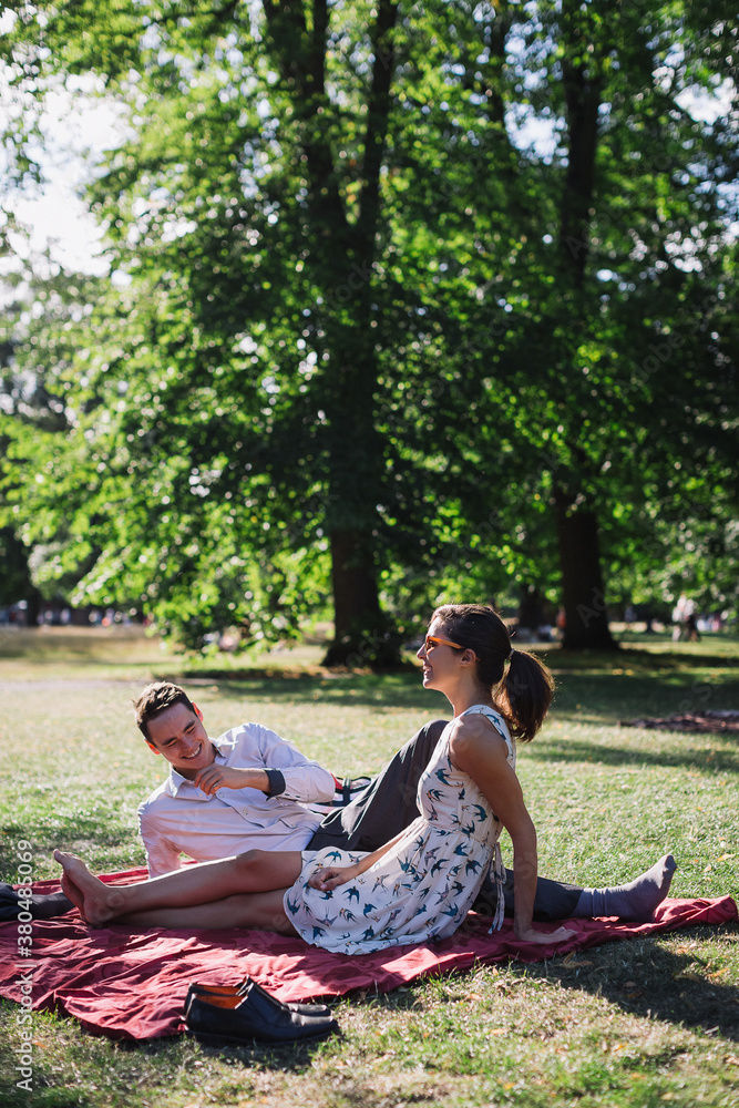 Couple meeting at the park Couple meeting at the park