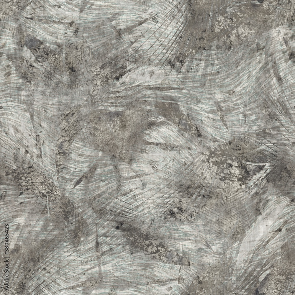 Fototapeta premium Seamless Tropical Palm Leaf Pattern. Beige Brown Tan Aged Old Grungy Dirty Design. High quality illustration. Detailed worn messy stained wrinkled tough surface material.