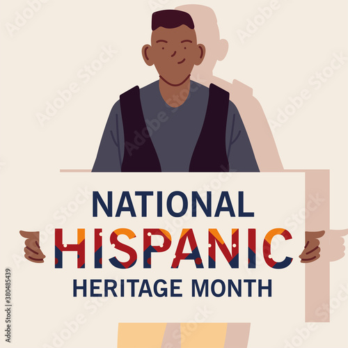 national hispanic heritage month with black man cartoon vector design