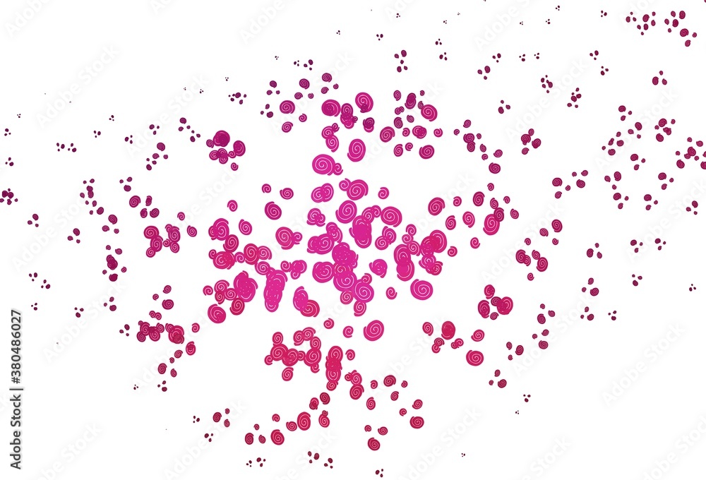 Light Pink vector pattern with lines, ovals.
