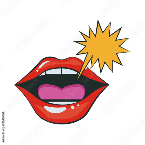 sexi female mouth with expression cloud pop art style