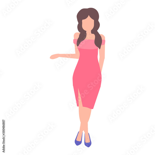 Dancing Girl Flat Icon Isolated On White Background